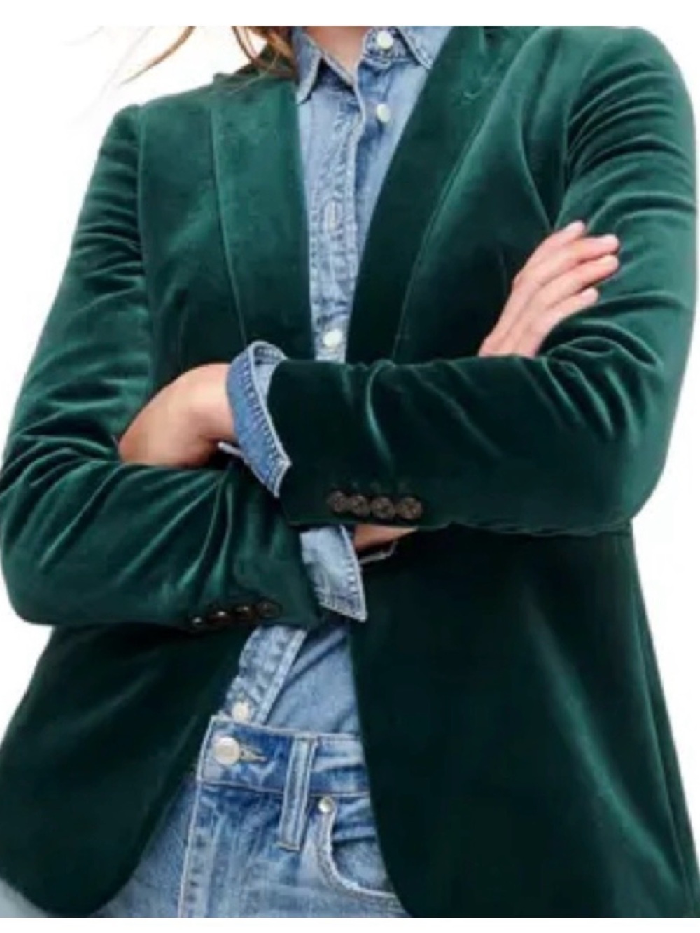 J. Crew Green Velvet Schoolboy Blazer 4